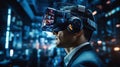 artificial intelligence technology, a man in vr headsets, internet, big data, machine, generative ai Royalty Free Stock Photo
