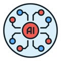 Artificial Intelligence technology vector AI colored round icon or design element Royalty Free Stock Photo