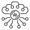 Artificial Intelligence Technology vector AI icon or symbol in outline style Royalty Free Stock Photo