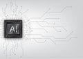 Artificial intelligence technology with a vector illustration showcasing a microchip surrounded by a circuit board. Discover the