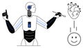 AI Robot Enhancing Human Emotions with Heart Symbol and Smile Concept Royalty Free Stock Photo