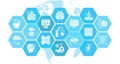 Artificial Intelligence thin icons vector illustration. Robotics, Chatbot, Database, Big Data design concept elements Royalty Free Stock Photo