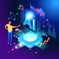 Artificial intelligence tool for data analysis. AI technology for charts and marketing strategy. Training for AI engineers. Using