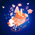 Artificial intelligence tool for data analysis. AI technology for charts and marketing strategy. Training for AI engineers. Using