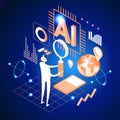 Artificial intelligence tool for data analysis. AI technology for charts and marketing strategy. Training for AI engineers. Using