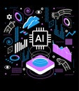 Artificial intelligence tool for data analysis business concept. AI technology for charts and marketing strategy