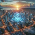 The Artificial Intelligence Training Ground A city providing div Royalty Free Stock Photo