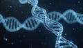 Artificial intelligence transforms DNA into binary code. Genetic data converts to tech. Abstract tech DNA molecule with modified Royalty Free Stock Photo