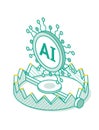 Artificial intelligence trap concept. Isometric illustration of AI caught in a mouse trap Royalty Free Stock Photo