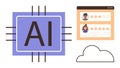 Artificial Intelligence Concept with User Ratings, Cloud Computing, and AI Chip Elements Royalty Free Stock Photo