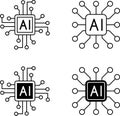 Artificial intelligence vector line icons logo or background . AI technology outline symbols, machine learning, neural network Royalty Free Stock Photo