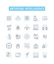 Artificial intelligence vector line icons set. AI, MachineLearning, Robotics, Automation, DeepLearning, NeuralNetworks