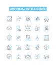 Artificial intelligence vector line icons set. AI, MachineLearning, Robotics, Automation, DeepLearning, NeuralNetworks Royalty Free Stock Photo