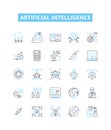 Artificial intelligence vector line icons set. AI, MachineLearning, Robotics, Automation, DeepLearning, NeuralNetworks