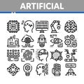 Artificial Intelligence Vector Thin Icons Set Royalty Free Stock Photo
