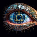 artificial intelligence vision, futuristic robot eye, modern technology, made with Generative AI Royalty Free Stock Photo