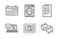 Artificial intelligence, Washing machine and Checklist icons set. Smile, Calendar and Refresh signs. Vector