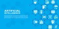 Artificial Intelligence web page design template. Robotics, Chatbot, Database, Big Data banner for website header and Royalty Free Stock Photo