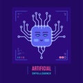 Artificial intelligent concept banner, flat style design