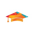 Artificial intelligent technology with graduation cap logo design.