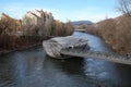 An artificial island on the Mur river in Graz, Austria