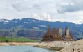 Artificial lake of Gruyere. Island with castle 1 Royalty Free Stock Photo