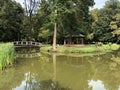 Artificial lake pond in the park of Pejacevic castle or Umjetno jezero ribnjak u perivoju dvorca Pejacevic