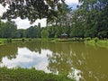 Artificial lake pond in the park of Pejacevic castle or Umjetno jezero ribnjak u perivoju dvorca Pejacevic