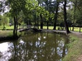 Artificial lake pond in the park of Pejacevic castle or Umjetno jezero ribnjak u perivoju dvorca Pejacevic