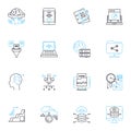 Artificial Learning linear icons set. Algorithm, Data-driven, Automation, Machine, Neural, Intelligence, Perception line Royalty Free Stock Photo
