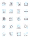 Artificial Learning linear icons set. Algorithm, Data-driven, Automation, Machine, Neural, Intelligence, Perception line Royalty Free Stock Photo