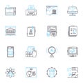 Artificial learning linear icons set. Neural, Machine, Intelligence, Supervised, Unsupervised, Reinforcement, Deep line