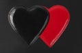 Artificial Leather Black and Red Heart shape