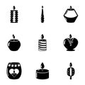 Artificial lighting icons set, simple style