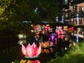Artificial lotus candle light at night
