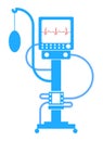 Artificial lung ventilation device. Icon in linear blue style. Isolated vector Royalty Free Stock Photo