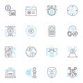 Artificial measures linear icons set. Robotics, Algorithms, Automation, Machine Learning, Cyborgs, Neural Nerks, Drs Royalty Free Stock Photo