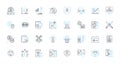 Artificial measures linear icons set. Robotics, Algorithms, Automation, Machine Learning, Cyborgs, Neural Nerks, Drs Royalty Free Stock Photo