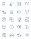 Artificial measures linear icons set. Robotics, Algorithms, Automation, Machine Learning, Cyborgs, Neural Nerks, Drs Royalty Free Stock Photo