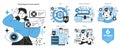 Artificial neural network disadvantages set. Self-learning computing system Royalty Free Stock Photo