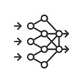 Artificial neural network, icon in line design. Artificial, neural, network, AI, machine, learning, algorithm on white