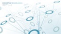 Artificial neural network technology science cloud computing. AI 3D abstract system. Polygonal blue glowing vector Royalty Free Stock Photo