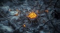 Artificial neurons spark innovation in computer systems technology hub digital art futuristic environment close-up view