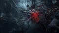 Artificial neurons in synthetic networks exploring computer systems digital environment abstract concept