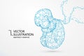 Artificial nurtured bionic fetuses, points and lines connected, vector illustration