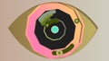 Artificial octagonal eye in the grey backdrop