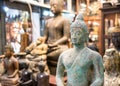 Artificial Old Buddha antique shop in Chatujak market Royalty Free Stock Photo