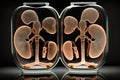 Artificial organ transplantation, kidneys. Modern medical technologies. AI generated.