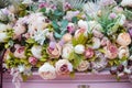 Artificial peonies, shabby chic. Flowers background, wallpaper
