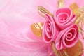 Artificial pink rose bouquet with copyspace for text Royalty Free Stock Photo